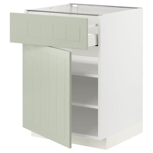 METOD / MAXIMERA - Base cabinet with drawer/door, white/Stensund light green, 60x60 cm