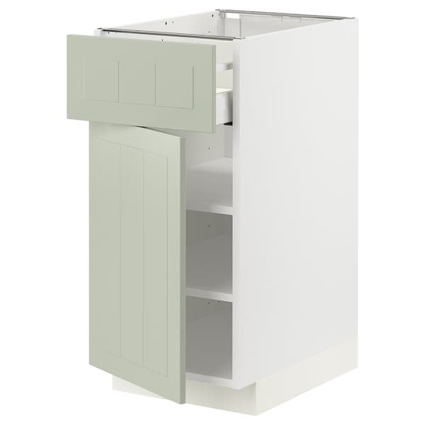METOD / MAXIMERA - Base cabinet with drawer/door, white/Stensund light green, 40x60 cm - best price from Maltashopper.com 29487331