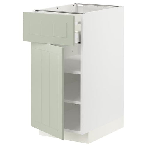METOD / MAXIMERA - Base cabinet with drawer/door, white/Stensund light green, 40x60 cm