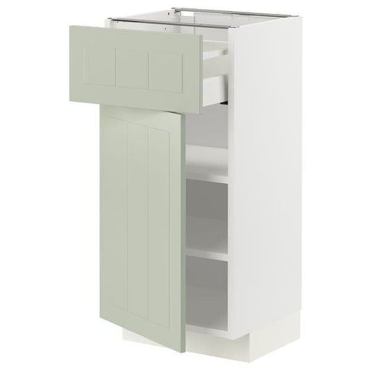 Ikea METOD / MAXIMERA - Base cabinet with drawer/door, white/Stensund light green, 40x37 cm