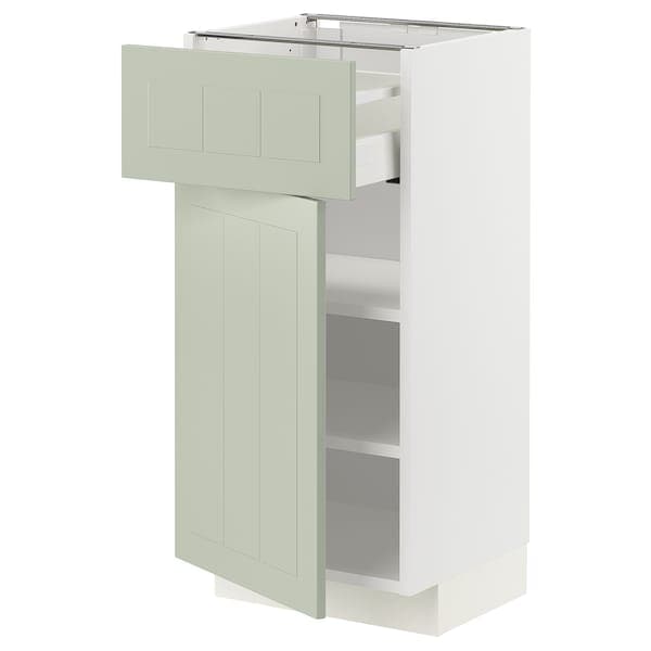 METOD / MAXIMERA - Base cabinet with drawer/door, white/Stensund light green, 40x37 cm