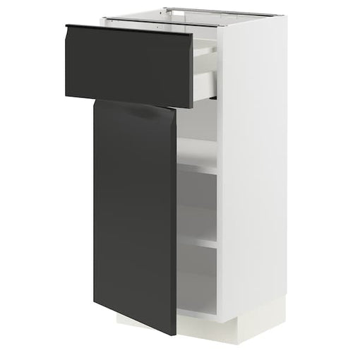 METOD / MAXIMERA - Base cabinet with drawer/door, white/Upplöv matt anthracite , 40x37 cm