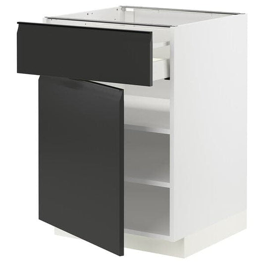 Ikea METOD / MAXIMERA - Base cabinet with drawer/door, white/Upplöv matt anthracite , 60x60 cm