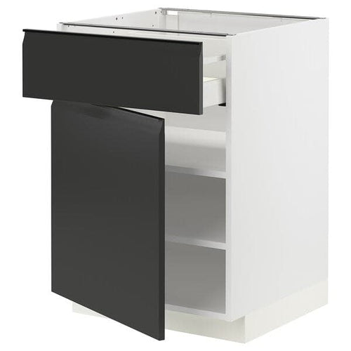 METOD / MAXIMERA - Base cabinet with drawer/door, white/Upplöv matt anthracite , 60x60 cm