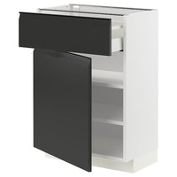 METOD / MAXIMERA - Base cabinet with drawer/door, white/Upplöv matt anthracite , 60x37 cm - best price from Maltashopper.com 69493293