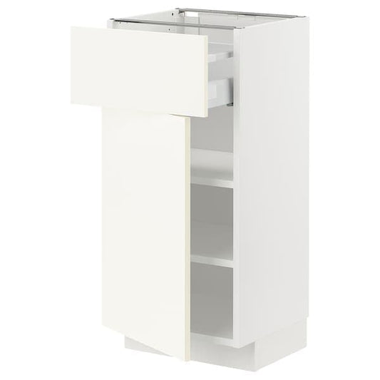 Ikea METOD / MAXIMERA - Base cabinet with drawer/door, white/Vallstena white, 40x37 cm