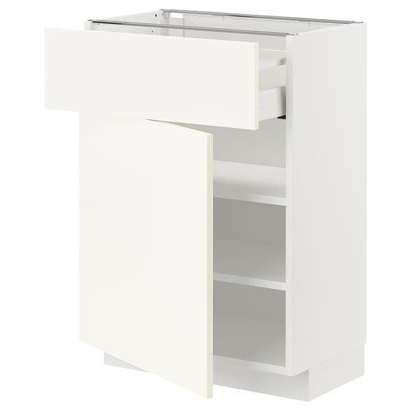 Ikea METOD / MAXIMERA - Base cabinet with drawer/door, white/Vallstena white, 60x37 cm