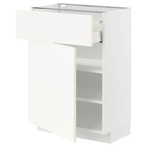 METOD / MAXIMERA - Base cabinet with drawer/door, white/Vallstena white, 60x37 cm - best price from Maltashopper.com 69507006