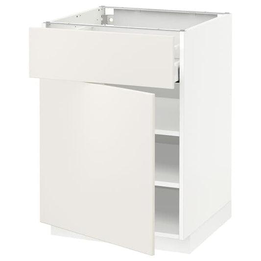 METOD / MAXIMERA - Base cabinet with drawer/door, white/Veddinge white, 60x60 cm - best price from Maltashopper.com 39457932