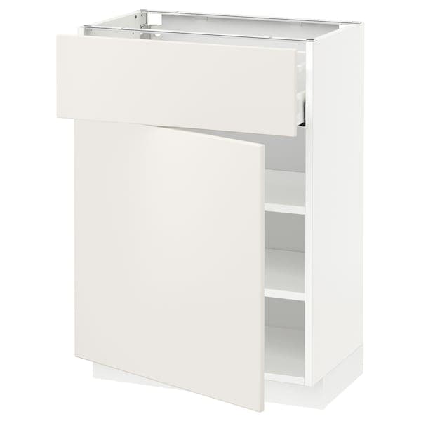 METOD / MAXIMERA - Base cabinet with drawer/door, white/Veddinge white, 60x37 cm - best price from Maltashopper.com 99464883