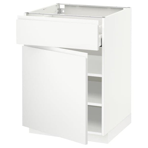 METOD / MAXIMERA base cabinet with drawer/door, white/Voxtorp matt white, 60x60 cm