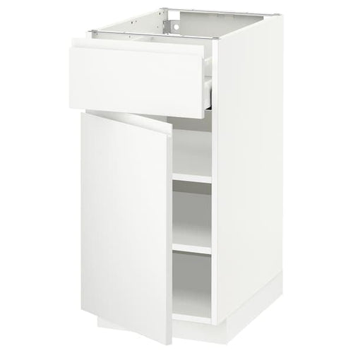 METOD / MAXIMERA - Base cabinet with drawer/door, white/Voxtorp matt white, 40x60 cm