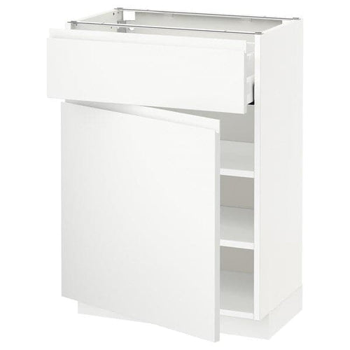 METOD / MAXIMERA base cabinet with drawer/door, white/Voxtorp matt white, 60x37 cm