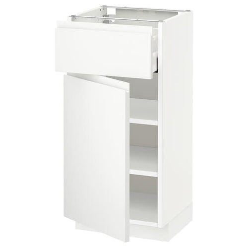 METOD / MAXIMERA base cabinet with drawer/door, white/Voxtorp matt white, 40x37 cm
