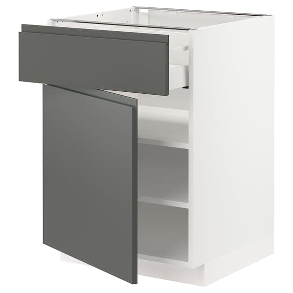 Ikea METOD / MAXIMERA - Base cabinet with drawer/door, white/Voxtorp dark grey, 60x60 cm