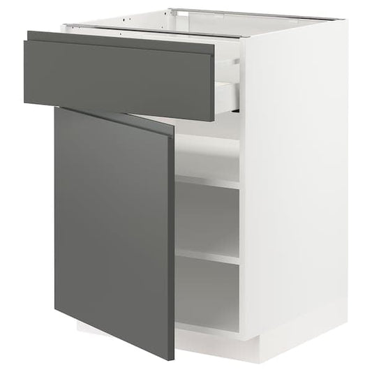 Ikea METOD / MAXIMERA - Base cabinet with drawer/door, white/Voxtorp dark grey, 60x60 cm