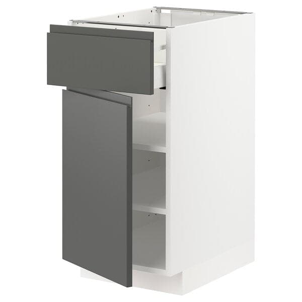 METOD / MAXIMERA - Base cabinet with drawer/door, white/Voxtorp dark grey, 40x60 cm - best price from Maltashopper.com 89461903