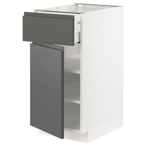 METOD / MAXIMERA - Base cabinet with drawer/door, white/Voxtorp dark grey, 40x60 cm
