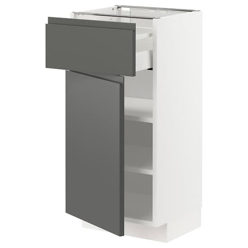 METOD / MAXIMERA - Base cabinet with drawer/door, white/Voxtorp dark grey, 40x37 cm