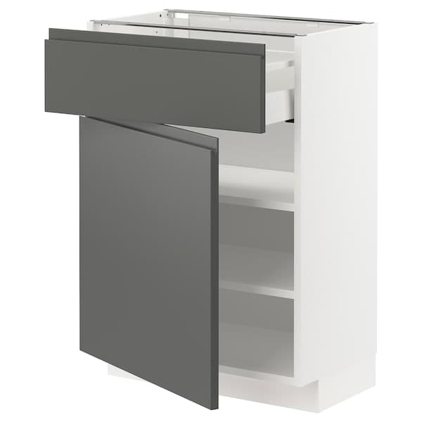 METOD / MAXIMERA - Base cabinet with drawer/door, white/Voxtorp dark grey, 60x37 cm