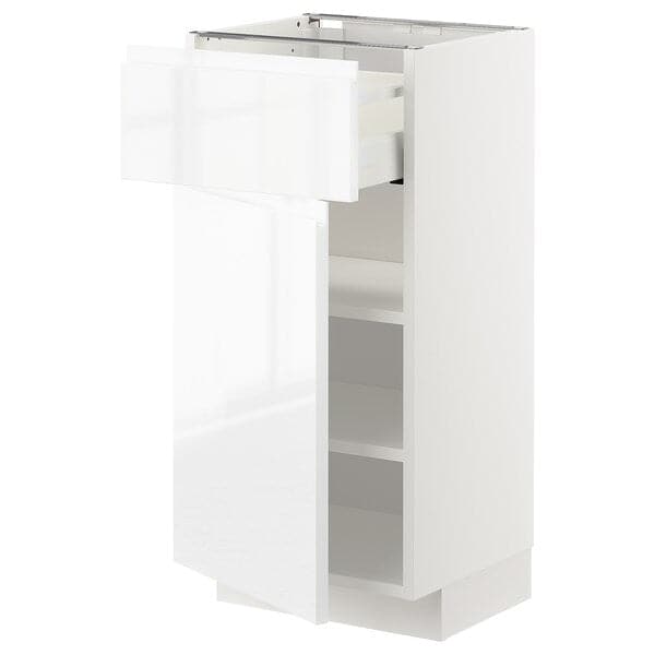 Ikea METOD / MAXIMERA - Base cabinet with drawer/door, white/Voxtorp high-gloss/white, 40x37 cm