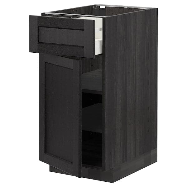 METOD / MAXIMERA - Base cabinet with drawer/door, black/Lerhyttan black stained, 40x60 cm - best price from Maltashopper.com 29460987