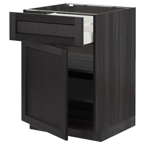 METOD / MAXIMERA - Base cabinet with drawer/door, black/Lerhyttan black stained, 60x60 cm