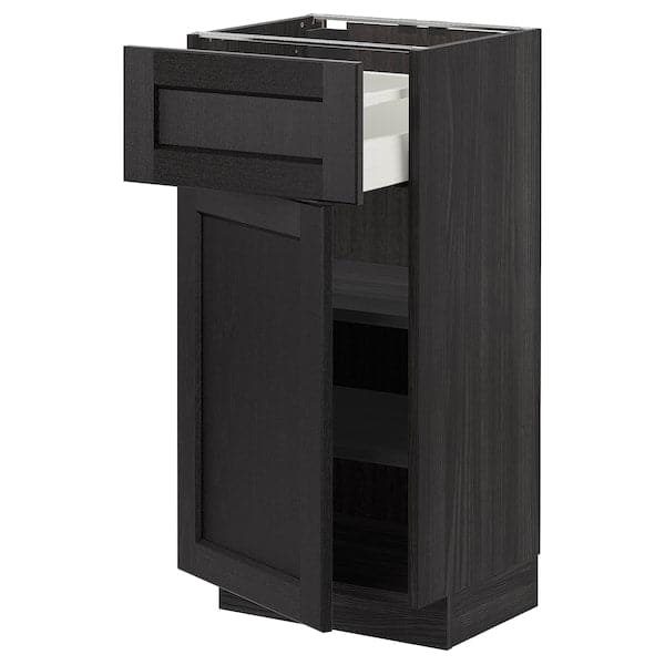 METOD / MAXIMERA - Base cabinet with drawer/door, black/Lerhyttan black stained, 40x37 cm - best price from Maltashopper.com 19457344