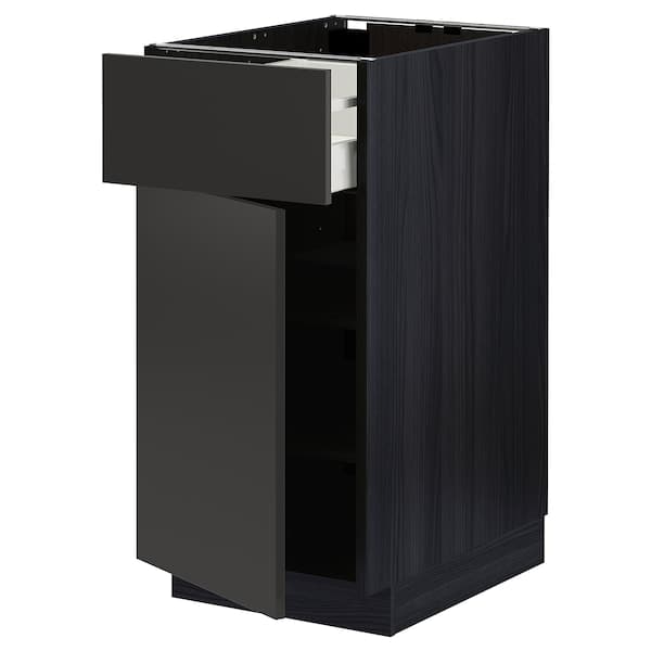 METOD / MAXIMERA - Base cabinet with drawer/door, black/Nickebo matt anthracite, 40x60 cm - best price from Maltashopper.com 29499046