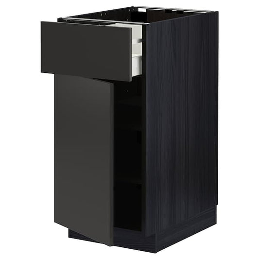 Ikea METOD / MAXIMERA - Base cabinet with drawer/door, black/Nickebo matt anthracite, 40x60 cm