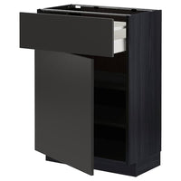 METOD / MAXIMERA - Base cabinet with drawer/door, black/Nickebo matt anthracite, 60x37 cm - best price from Maltashopper.com 49497664
