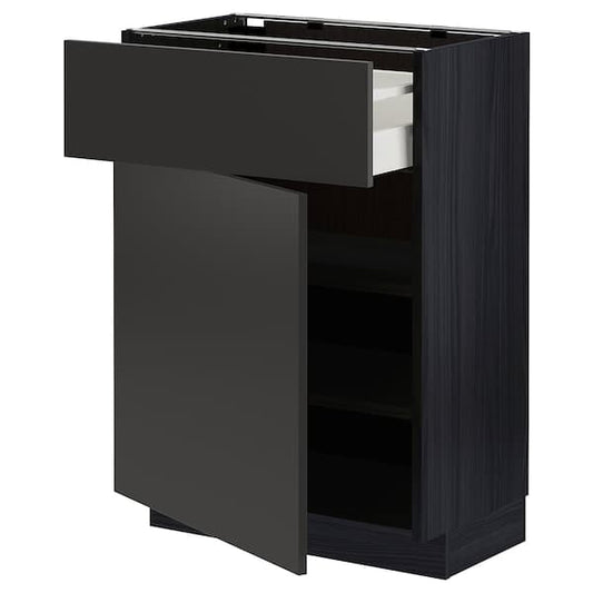 Ikea METOD / MAXIMERA - Base cabinet with drawer/door, black/Nickebo matt anthracite, 60x37 cm