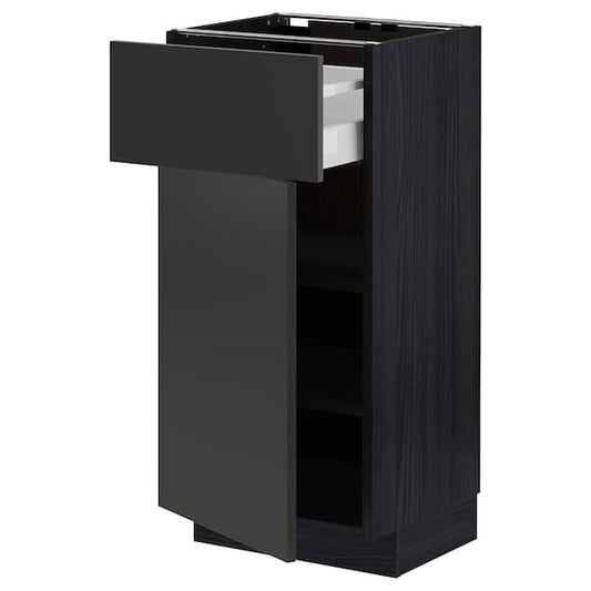 Ikea METOD / MAXIMERA - Base cabinet with drawer/door, black/Nickebo matt anthracite, 40x37 cm