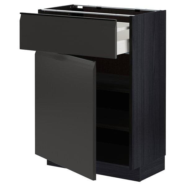Ikea METOD / MAXIMERA - Base cabinet with drawer/door, black/Upplöv matt anthracite, 60x37 cm