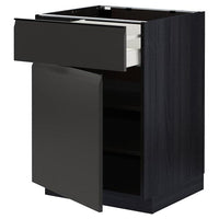 METOD / MAXIMERA - Base cabinet with drawer/door, black/Upplöv matt anthracite, 60x60 cm - best price from Maltashopper.com 39495482