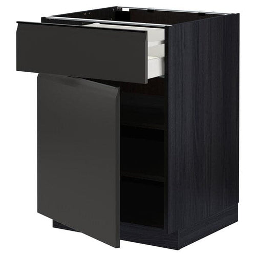 METOD / MAXIMERA - Base cabinet with drawer/door, black/Upplöv matt anthracite, 60x60 cm