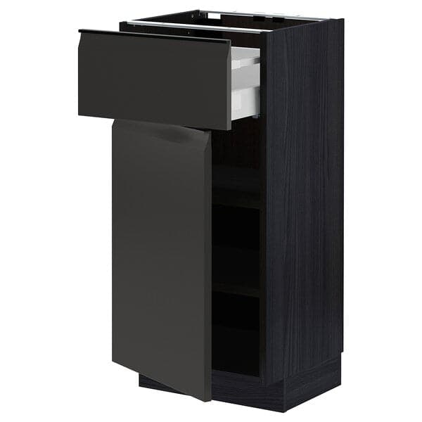 Ikea METOD / MAXIMERA - Base cabinet with drawer/door, black/Upplöv matt anthracite , 40x37 cm