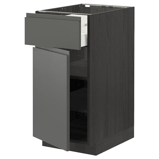 Ikea METOD / MAXIMERA - Base cabinet with drawer/door, black/Voxtorp dark grey, 40x60 cm