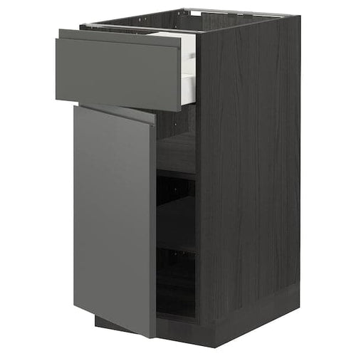 METOD / MAXIMERA - Base cabinet with drawer/door, black/Voxtorp dark grey, 40x60 cm