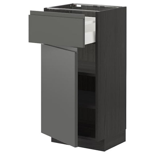 METOD / MAXIMERA - Base cabinet with drawer/door, black/Voxtorp dark grey, 40x37 cm