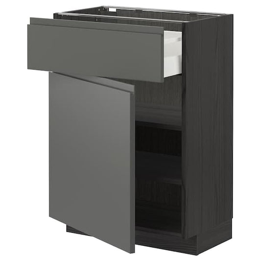 METOD / MAXIMERA - Base cabinet with drawer/door, black/Voxtorp dark grey, 60x37 cm - best price from Maltashopper.com 99456618