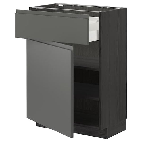 METOD / MAXIMERA - Base cabinet with drawer/door, black/Voxtorp dark grey, 60x37 cm