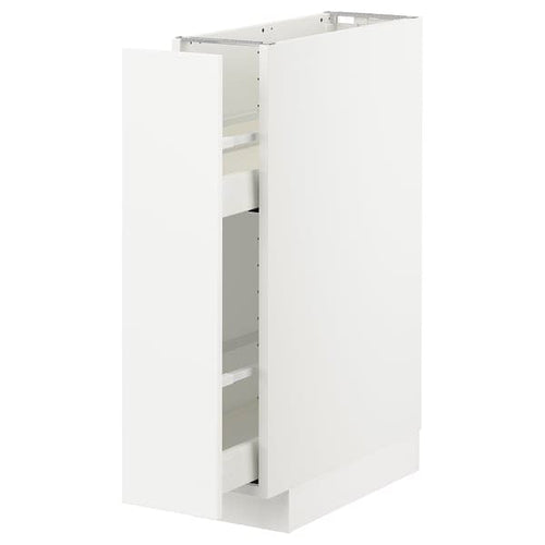 METOD / MAXIMERA - Base cabinet/pull-out int fittings, white/Axstad matt white, 20x60 cm
