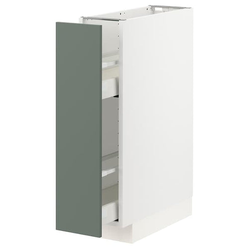 METOD / MAXIMERA - Base cabinet/pull-out int fittings, white/Bodarp grey-green, 20x60 cm