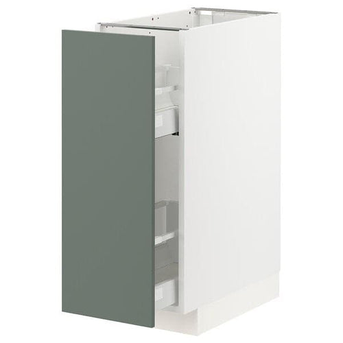 METOD / MAXIMERA - Base cabinet/pull-out int fittings, white/Bodarp grey-green, 30x60 cm