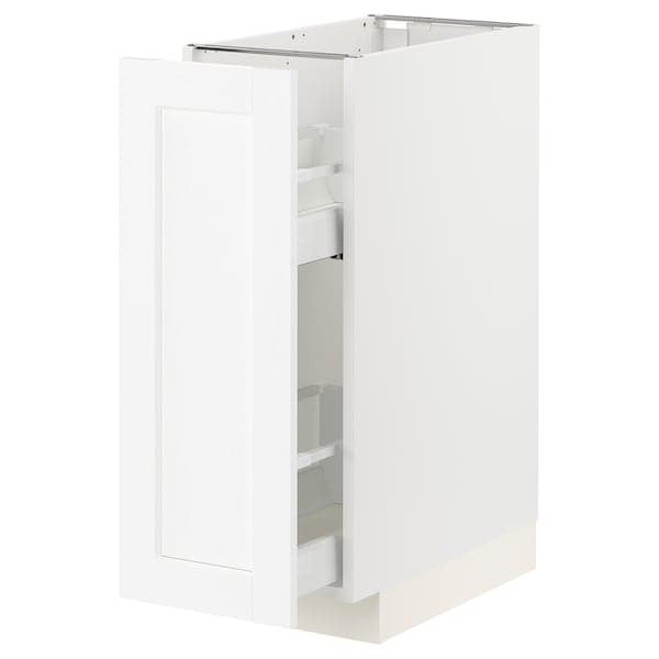 Ikea METOD / MAXIMERA - Base cabinet/pull-out int fittings, white Enköping/white wood effect, 30x60 cm