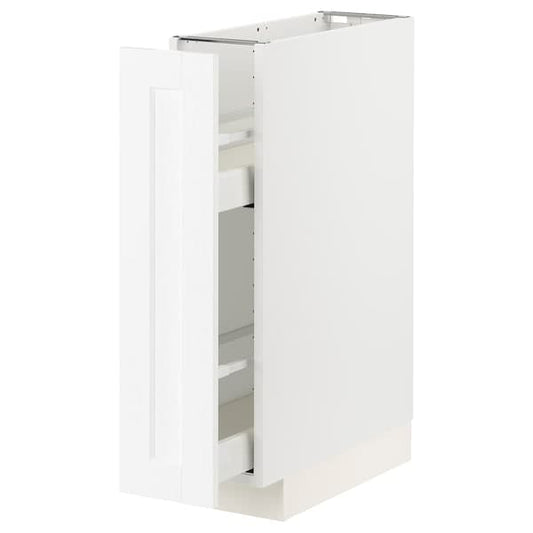Ikea METOD / MAXIMERA - Base cabinet/pull-out int fittings, white Enköping/white wood effect, 20x60 cm
