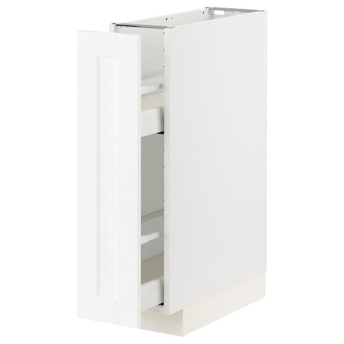 METOD / MAXIMERA - Base cabinet/pull-out int fittings, white Enköping/white wood effect, 20x60 cm
