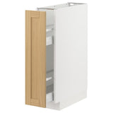 METOD / MAXIMERA base cabinet/pull-out int fittings, white/Forsbacka oak, 20x60 cm