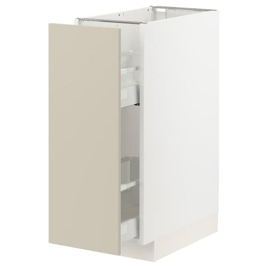 Ikea METOD / MAXIMERA - Base cabinet/pull-out int fittings, white/Havstorp beige, 30x60 cm